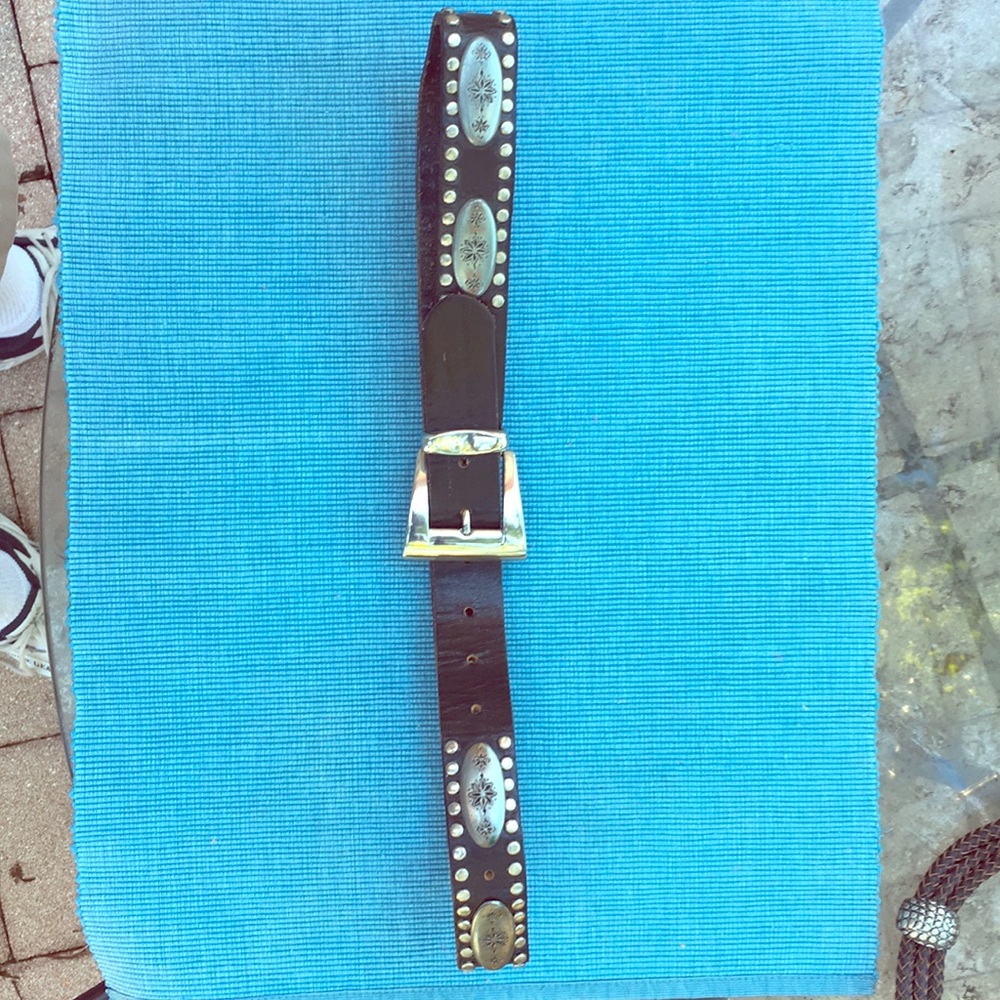 Women’s Black Leather & Silver Stud Belt